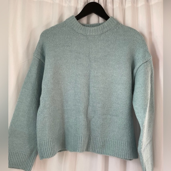 Zara turquoise cropped crew sweater. Size M - Picture 3 of 5